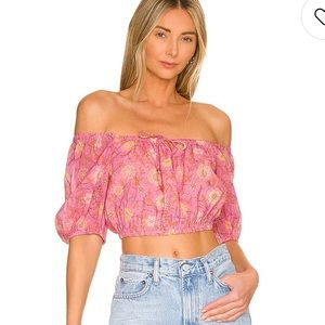 BNWT Spell Utopia Cropped Blouse in Flamingo Sz Small 💕💕